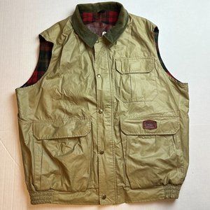 Vintage Woolrich Men's Khaki Plaid Flannel Thinsulate Vest Large Made in USA